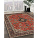 Traditional Saffron Red Medallion Rug in Family Room, tr1647