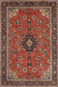 Machine Washable Traditional Saffron Red Rug, wshtr1647