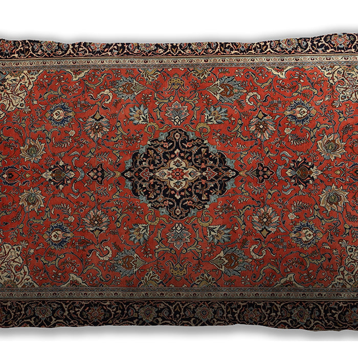 Traditional Classic Rectangular Saffron Red Lumbar Throw Pillow, 13 inch by 19 inch, lbtr1647