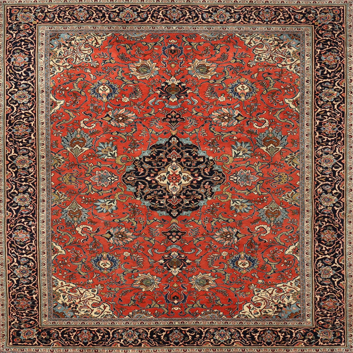 Square Traditional Saffron Red Medallion Rug, tr1647