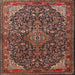 Square Traditional Orange Salmon Pink Medallion Rug, tr1648