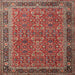 Round Machine Washable Traditional Tomato Red Rug, wshtr1649