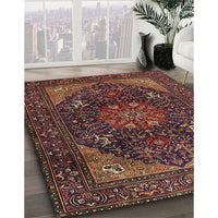 Traditional Dark Gold Brown Medallion Rug, tr1651