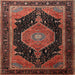 Round Machine Washable Traditional Rust Pink Rug, wshtr1652