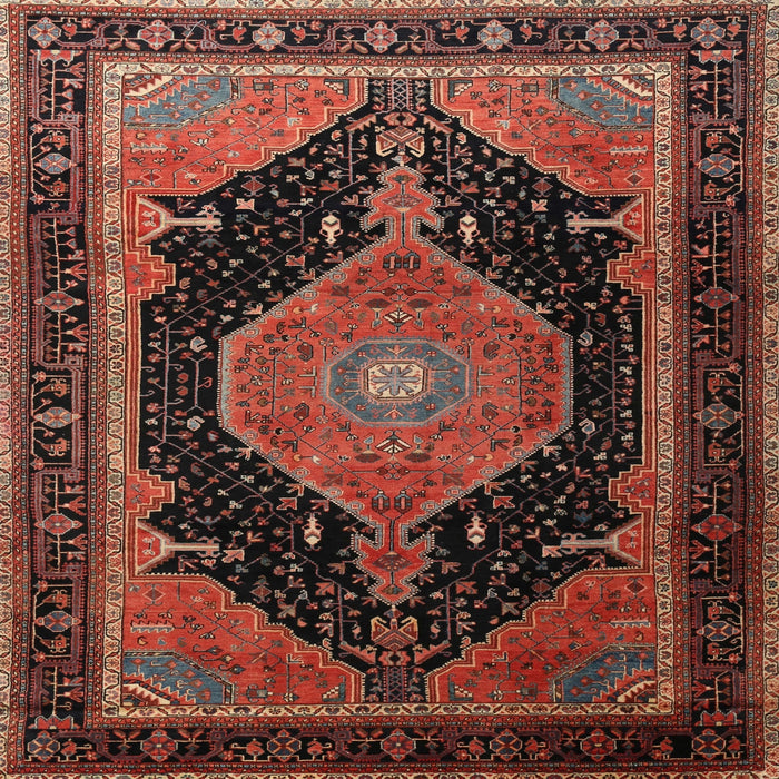 Square Traditional Rust Pink Medallion Rug, tr1652