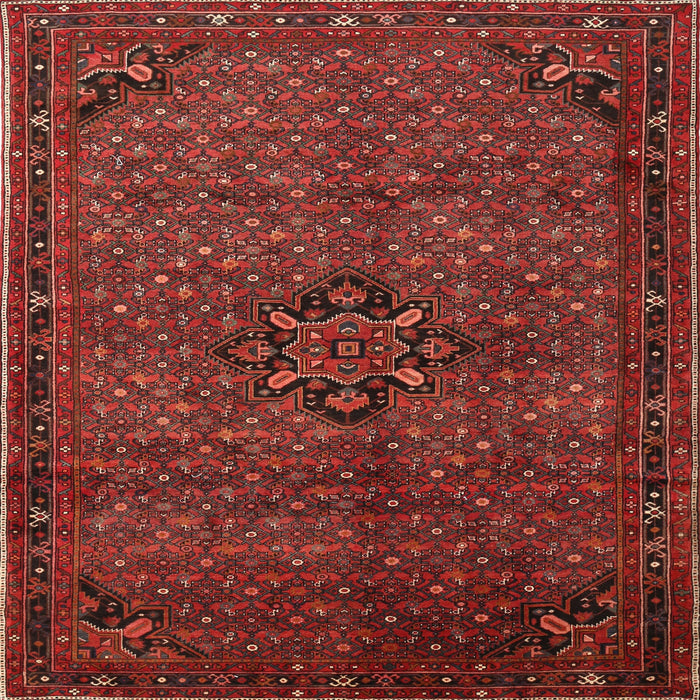 Round Machine Washable Traditional Brown Red Rug, wshtr1653