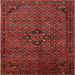 Round Machine Washable Traditional Brown Red Rug, wshtr1653