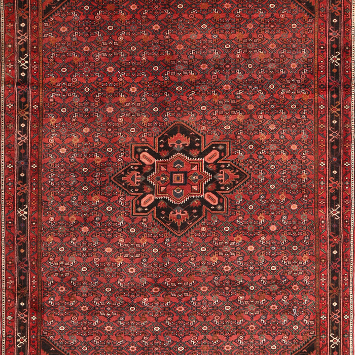 Machine Washable Traditional Brown Red Rug, wshtr1653