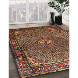 Machine Washable Traditional Saffron Red Rug in a Family Room, wshtr1654