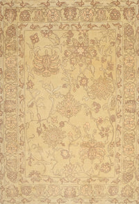 Machine Washable Traditional Yellow Rug, wshtr1655