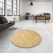 Round Machine Washable Traditional Yellow Rug in a Office, wshtr1655