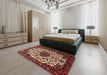 Machine Washable Traditional Saffron Red Rug in a Bedroom, wshtr1656