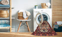 Machine Washable Traditional Saffron Red Rug in a Washing Machine, wshtr1656