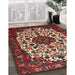 Traditional Saffron Red Medallion Rug in Family Room, tr1656