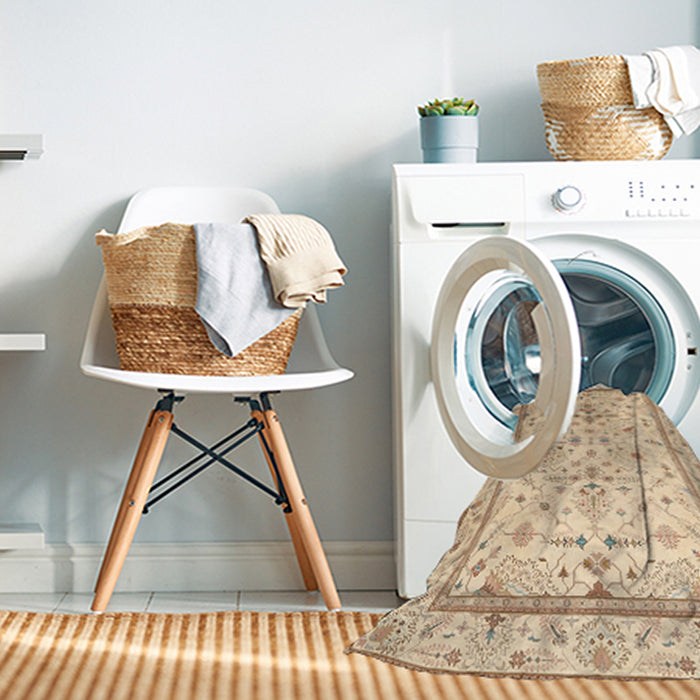 Machine Washable Traditional Sun Yellow Rug in a Washing Machine, wshtr1657