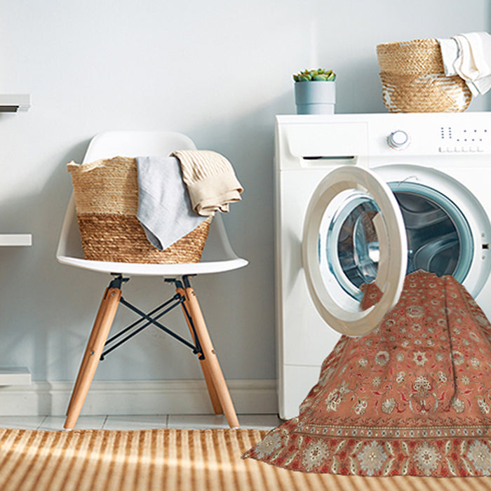 Machine Washable Traditional Red Rug in a Washing Machine, wshtr1658