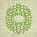 Square Traditional Yellow Green Medallion Rug, tr165