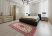 Traditional Tan Brown Medallion Rug in a Bedroom, tr1660