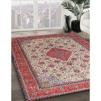 Traditional Tan Brown Medallion Rug, tr1660