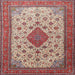 Square Traditional Tan Brown Medallion Rug, tr1660