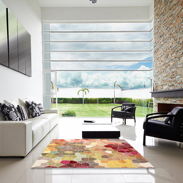 Square Machine Washable Traditional Orange Rug in a Living Room, wshtr1661