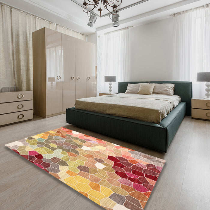 Traditional Orange Persian Rug in a Bedroom, tr1661