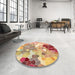 Round Machine Washable Traditional Orange Rug in a Office, wshtr1661