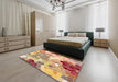 Machine Washable Traditional Orange Rug in a Bedroom, wshtr1661