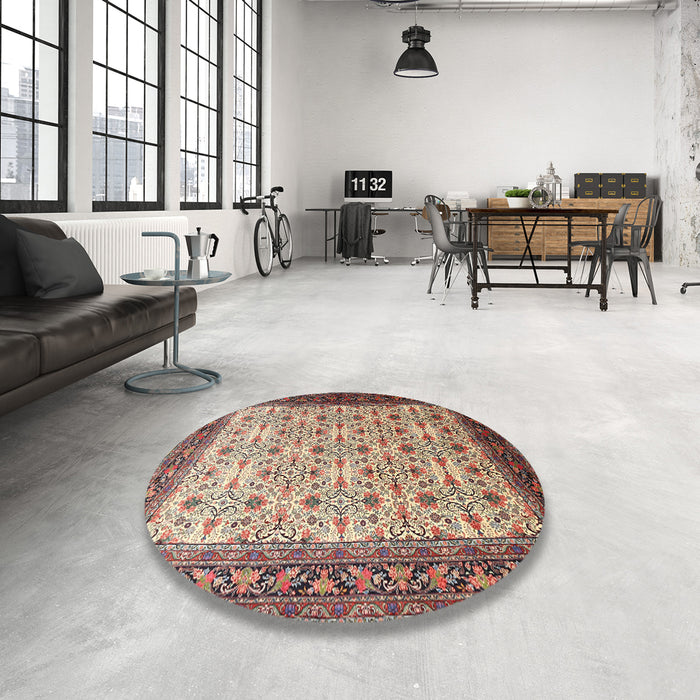 Round Traditional Brown Persian Rug in a Office, tr1662
