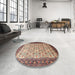 Round Traditional Brown Persian Rug in a Office, tr1662