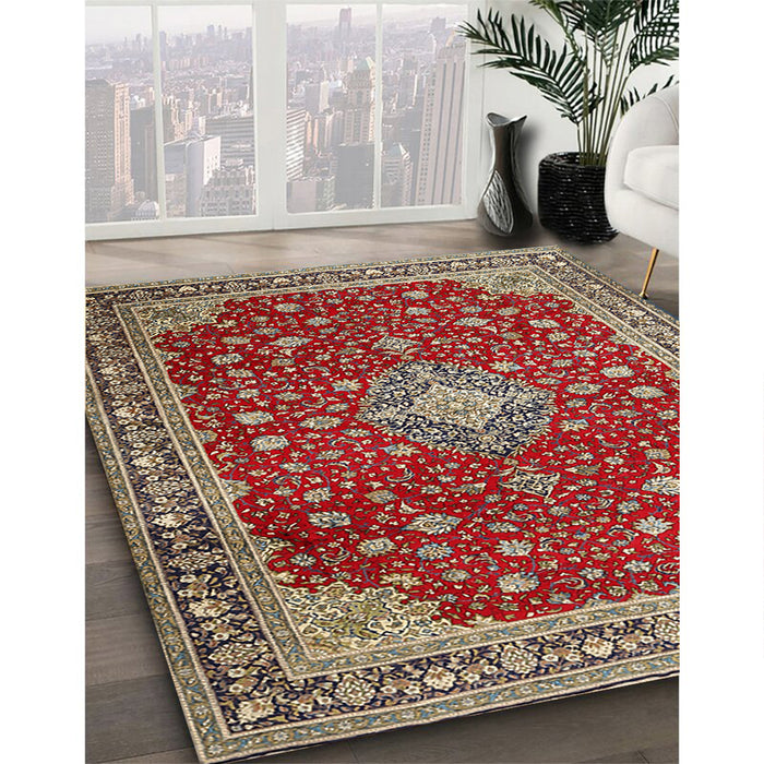 Machine Washable Traditional Tomato Red Rug in a Family Room, wshtr1663