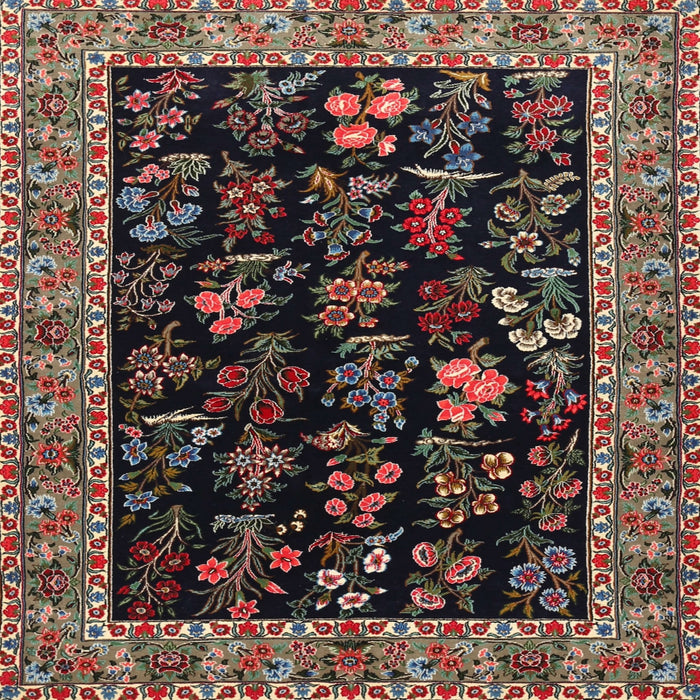 Square Traditional Dark Almond Brown Animal Rug, tr1664