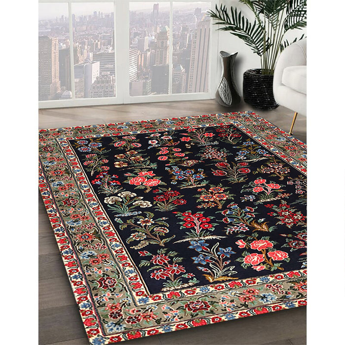 Machine Washable Traditional Dark Almond Brown Rug in a Family Room, wshtr1664