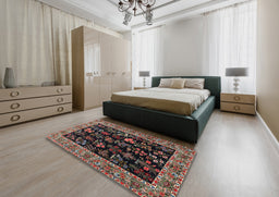 Traditional Dark Almond Brown Animal Rug in a Bedroom, tr1664
