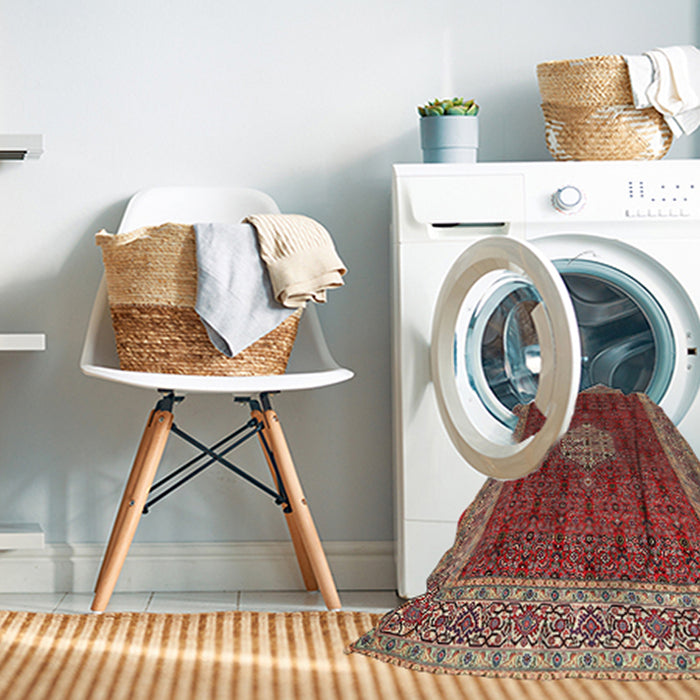 Machine Washable Traditional Tomato Red Rug in a Washing Machine, wshtr1665