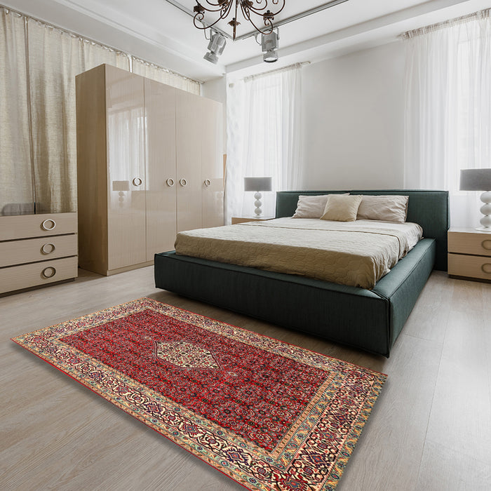 Traditional Red Persian Rug in a Bedroom, tr1665