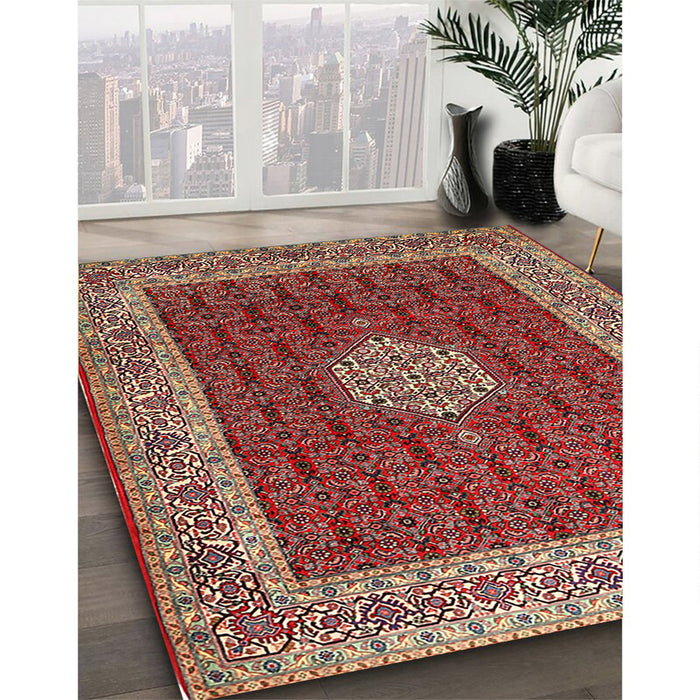 Machine Washable Traditional Tomato Red Rug in a Family Room, wshtr1665