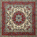 Square Traditional Sand Brown Medallion Rug, tr1666