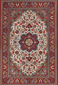 Machine Washable Traditional Saffron Red Rug, wshtr1667