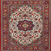 Square Traditional Saffron Red Medallion Rug, tr1667