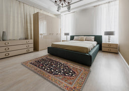 Traditional Dark Almond Brown Animal Rug in a Bedroom, tr1668