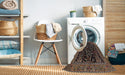 Machine Washable Traditional Dark Almond Brown Rug in a Washing Machine, wshtr1668