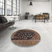 Round Traditional Dark Almond Brown Animal Rug in a Office, tr1668