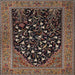 Square Traditional Dark Almond Brown Animal Rug, tr1668