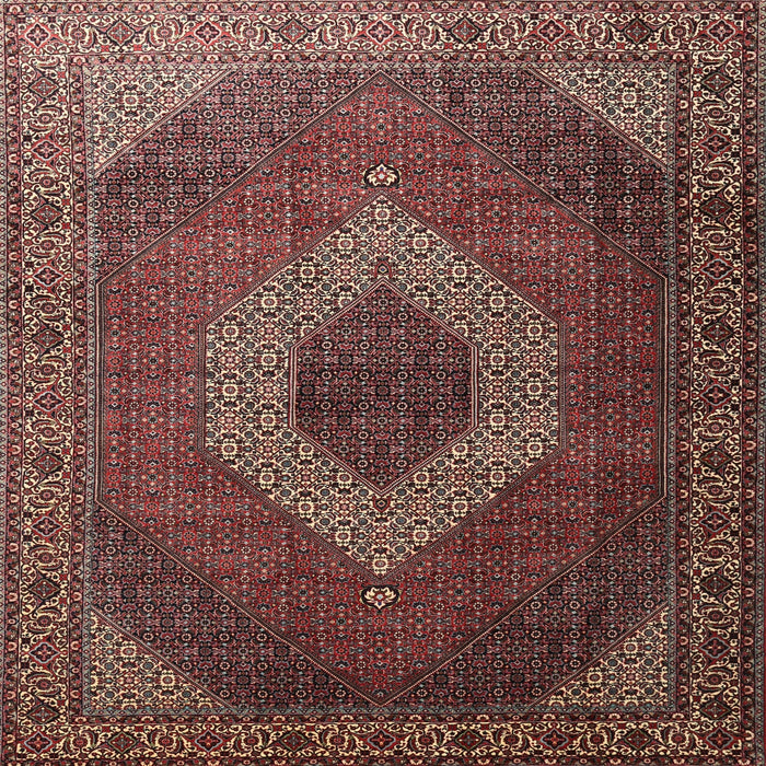 Square Traditional Orange Salmon Pink Medallion Rug, tr1669