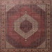 Square Traditional Orange Salmon Pink Medallion Rug, tr1669