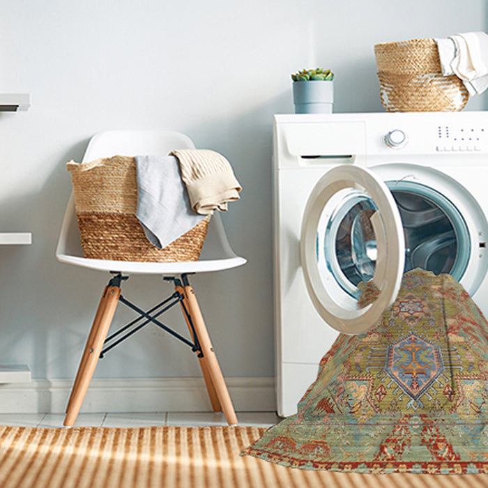 Machine Washable Traditional Red Rug in a Washing Machine, wshtr166