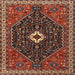 Square Traditional Saffron Red Persian Rug, tr1670