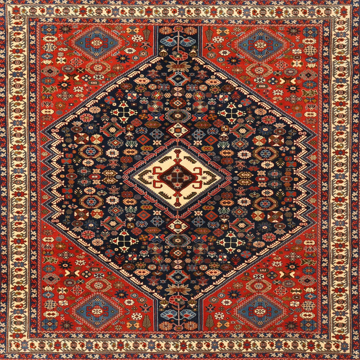 Round Machine Washable Traditional Saffron Red Rug, wshtr1670