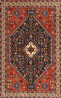 Machine Washable Traditional Saffron Red Rug, wshtr1670